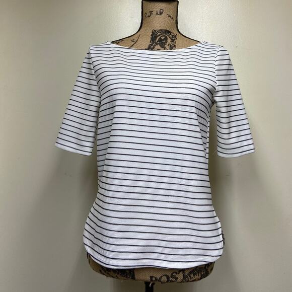 Lord & Taylor Design Lab size medium Black & White Stripe Top stretch - Picture 1 of 6